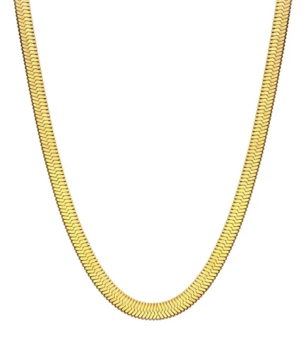 gold herringbone chain necklace in 18K gold plated stainless steel