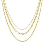 3-layer gold chain necklace set in 18K gold plated stainless steel