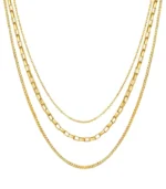 3-layer gold chain necklace set in 18K gold plated stainless steel