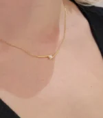 Gold Bar & Pearl Pendant Necklace - Image 2