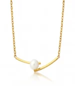 gold bar and pearl pendant necklace in 18K gold plated stainless steel