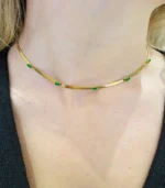 Green Crystal Herringbone Necklace - Image 3