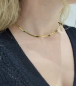 Green Crystal Herringbone Necklace - Image 4