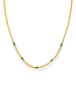 green crystal herringbone necklace in 18K gold plated stainless steel