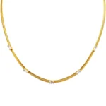 crystal herringbone necklace in 18K gold plated stainless steel