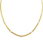 crystal herringbone necklace in 18K gold plated stainless steel
