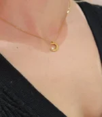 Gold Crescent Moon Pendant Necklace - Image 4