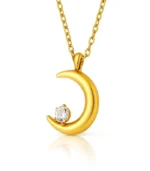 gold crescent moon pendant necklace in 18K gold plated stainless steel