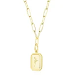 gold botanical tag pendant necklace in 18K gold plated stainless steel
