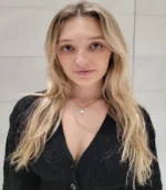 Gold Teardrop Blue Stone Pendant Necklace - Image 2