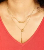 Gold Geometric Lariat Necklace - Image 6