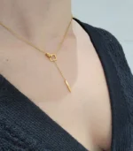 Gold Geometric Lariat Necklace - Image 5