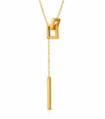 gold geometric lariat necklace in 18K gold plated stainless steel
