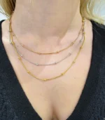 3-Layer Tri-Tone Beaded Chain Necklace Set - Image 3