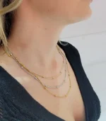 3-Layer Tri-Tone Beaded Chain Necklace Set - Image 4