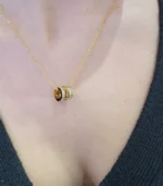 Gold Crystal Barrel Pendant Necklace - Image 3