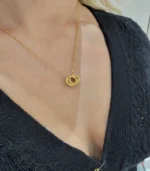 Gold Crystal Barrel Pendant Necklace - Image 5