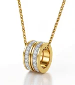 gold crystal barrel pendant necklace in 18K gold plated stainless steel