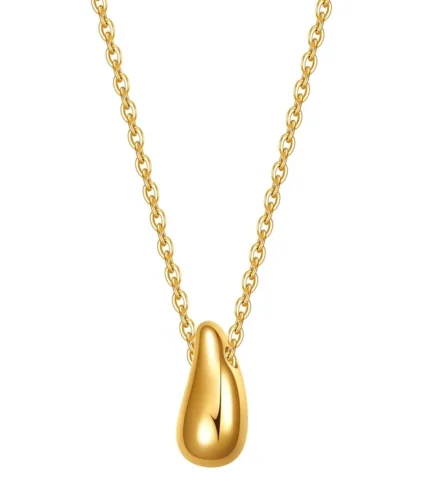 gold teardrop pendant necklace in 18K gold plated stainless steel
