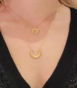 2-Layer Gold Sunburst Necklace Set - Image 3