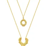 2-layer gold sunburst necklace set in 18K gold plated stainless steel