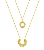 2-layer gold sunburst necklace set in 18K gold plated stainless steel