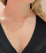 Gold Solitaire Crystal Pendant Necklace - Image 3