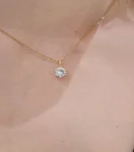 Gold Solitaire Crystal Pendant Necklace - Image 4