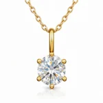 gold solitaire crystal pendant necklace in 18K gold plated stainless steel