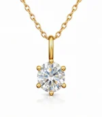gold solitaire crystal pendant necklace in 18K gold plated stainless steel