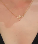 Gold Heartbeat Crystal Drop Necklace - Image 4