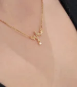 Gold Heartbeat Crystal Drop Necklace - Image 5