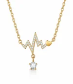 gold heartbeat crystal drop necklace in 18K gold plated stainless steel