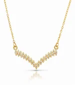 gold crystal V-bar chevron necklace in 18K gold plated stainless steel