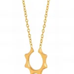 gold open starburst circle pendant necklace in 18K gold plated stainless steel