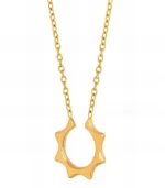 gold open starburst circle pendant necklace in 18K gold plated stainless steel