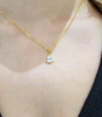 Gold Pear Crystal Solitaire Necklace - Image 3