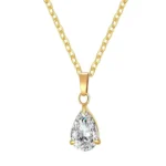gold pear crystal solitaire necklace in 18K gold plated stainless steel