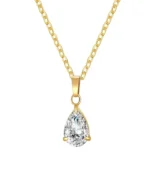 gold pear crystal solitaire necklace in 18K gold plated stainless steel