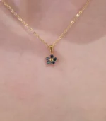 Gold Rainbow Crystal Flower Pendant Necklace - Image 3