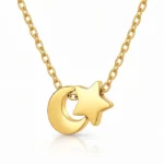 gold moon and star pendant necklace in 18K gold plated stainless steel