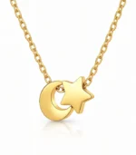 gold moon and star pendant necklace in 18K gold plated stainless steel