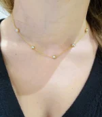 Gold 5-Pearl Station Necklace - Image 4