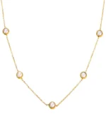 gold 5-pearl station necklace in 18K gold plated stainless steel