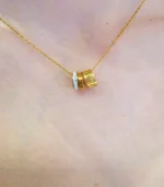 Gold Roman Numeral Barrel Pendant Necklace - Image 4