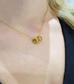 Gold Roman Numeral Barrel Pendant Necklace - Image 5