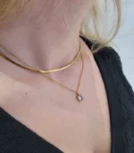 2-Layer Gold Flat Chain and Crystal Rectangle Necklace Set - Image 4