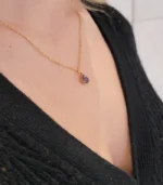 Gold Amethyst Crystal Pear Drop Pendant Necklace - Image 3