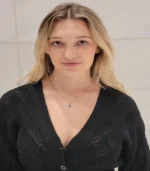 Gold Blue Crystal Pear Drop Pendant Necklace - Image 4