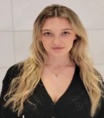 Gold Blue Crystal Pear Drop Pendant Necklace - Image 5